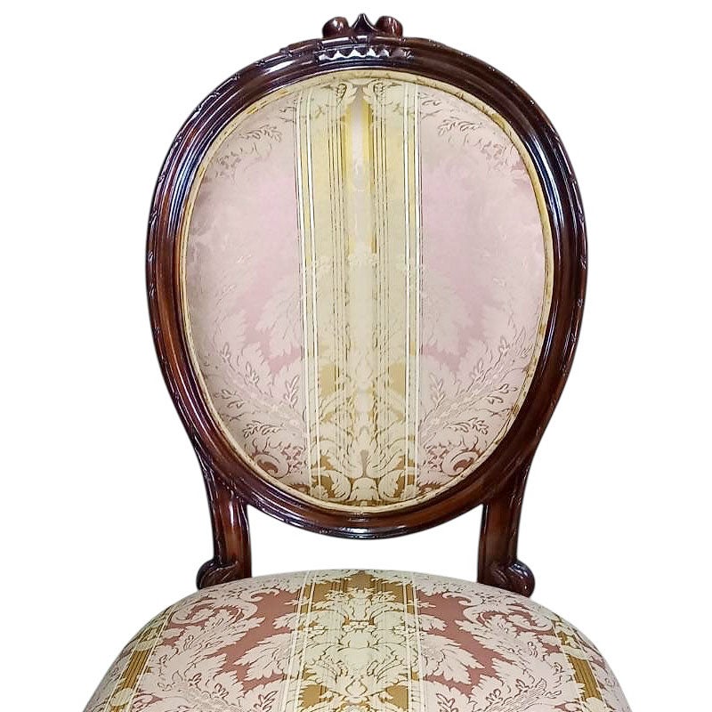 ダイニングチェア 布 ピンクストライプ柄張り Malina Cassili マリナカッシーリ マホガニー家具 アンティーク調家具