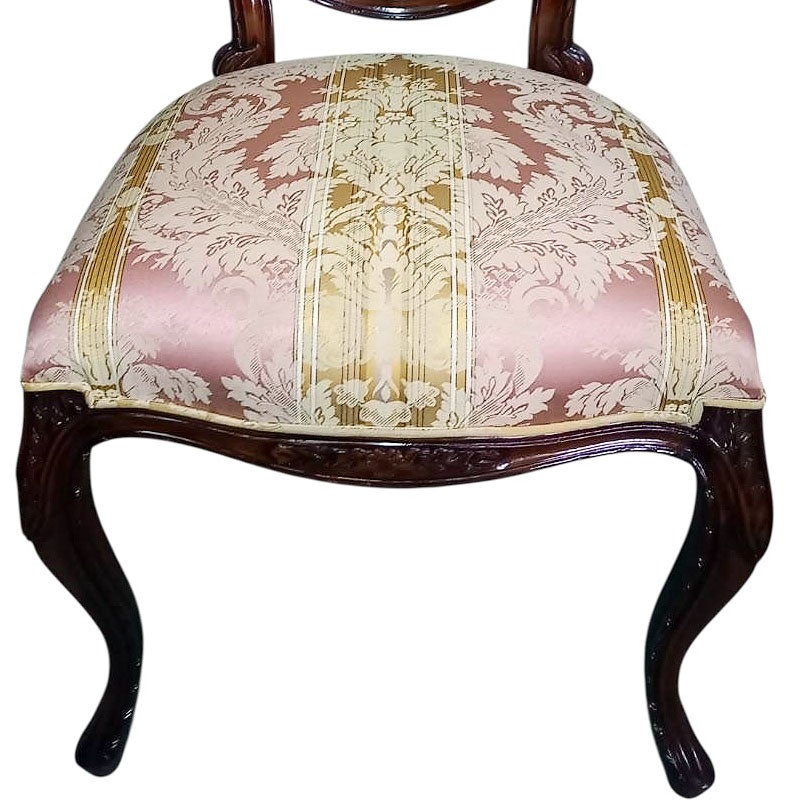 ダイニングチェア 布 ピンクストライプ柄張り Malina Cassili マリナカッシーリ マホガニー家具 アンティーク調家具
