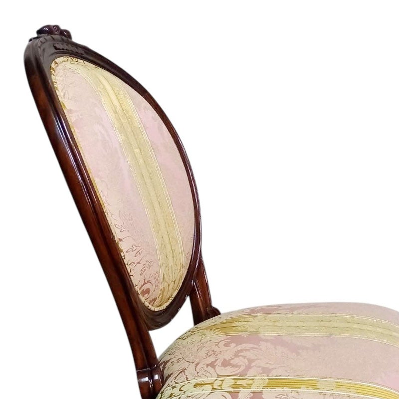 ダイニングチェア 布 ピンクストライプ柄張り Malina Cassili マリナカッシーリ マホガニー家具 アンティーク調家具