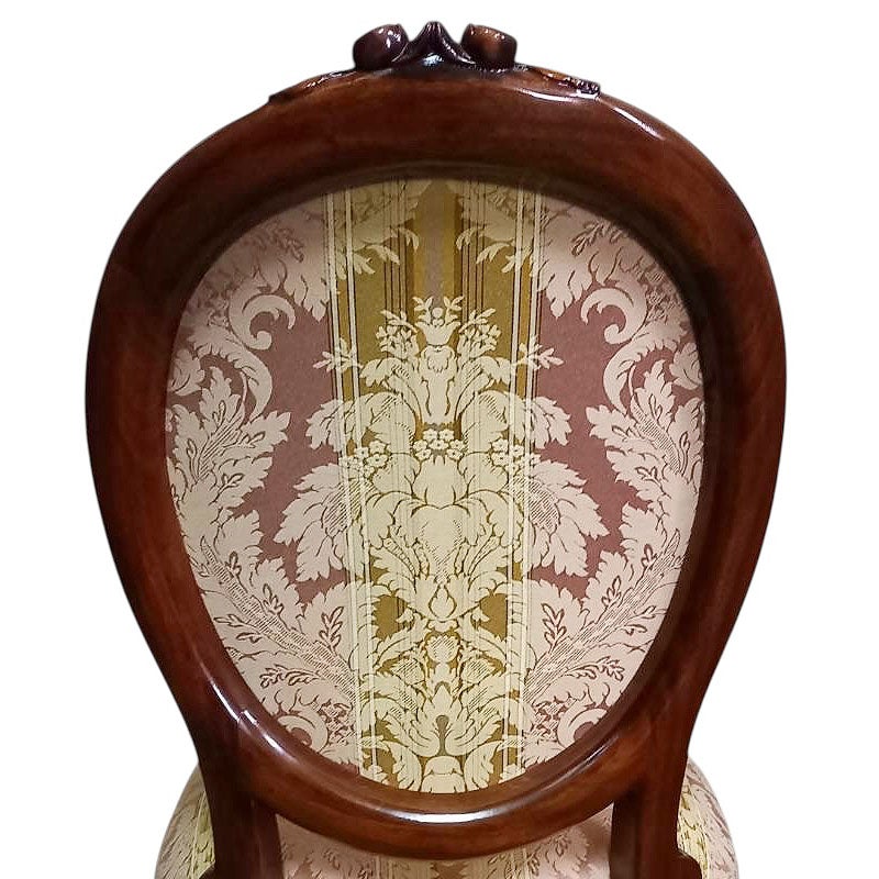 ダイニングチェア 布 ピンクストライプ柄張り Malina Cassili マリナカッシーリ マホガニー家具 アンティーク調家具