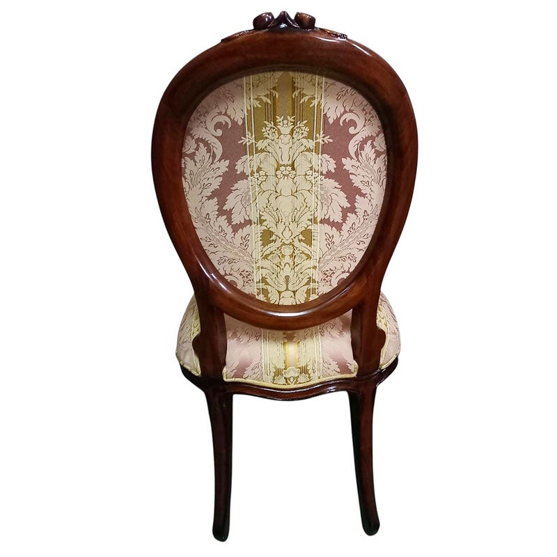 ダイニングチェア 布 ピンクストライプ柄張り Malina Cassili マリナカッシーリ マホガニー家具 アンティーク調家具