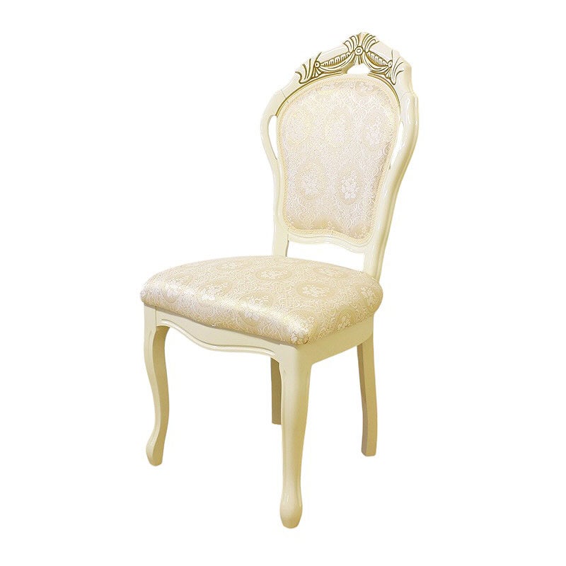 イタリア家具 LEONARD レオナルド ダイニングチェア 木製 布張り ファブリック 白家具 クラシック家具 ヨーロッパ家具