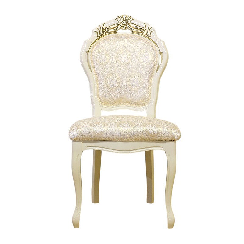 イタリア家具 LEONARD レオナルド ダイニングチェア 木製 布張り ファブリック 白家具 クラシック家具 ヨーロッパ家具