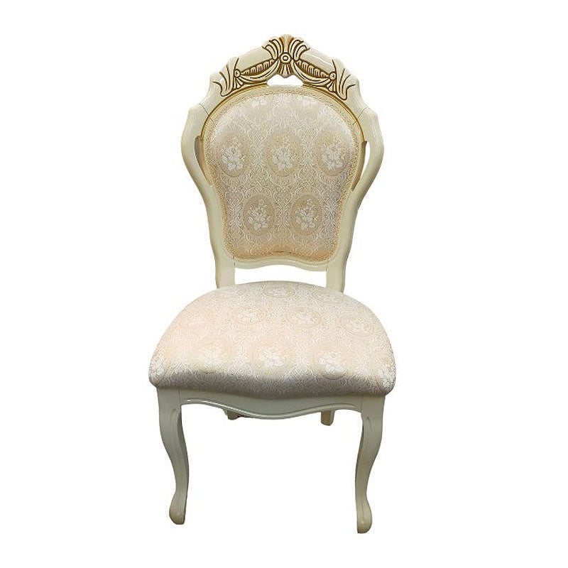 イタリア家具 LEONARD レオナルド ダイニングチェア 木製 布張り ファブリック 白家具 クラシック家具 ヨーロッパ家具