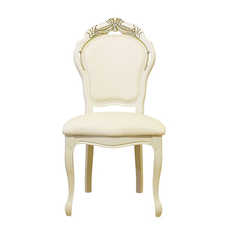 イタリア家具 LEONARD レオナルド ダイニングチェア 木製 エコレザー張り アイボリーレザー 白家具 クラシック家具 ヨーロッパ家具