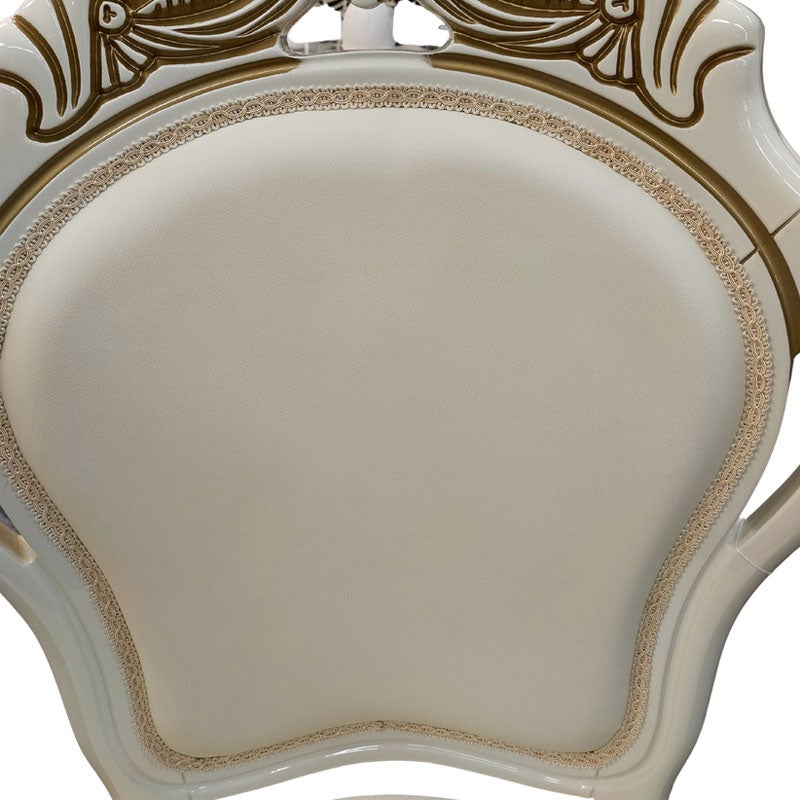 イタリア家具 LEONARD レオナルド ダイニングアームチェア 木製 エコレザー張り 白家具 クラシック家具 ヨーロッパ家具