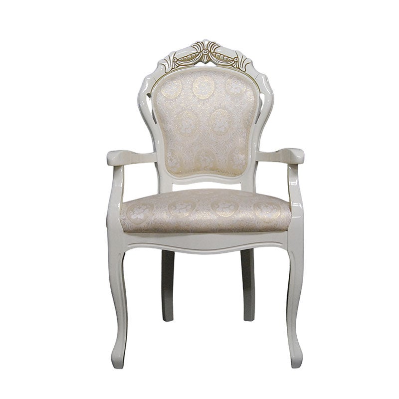 イタリア家具 LEONARD レオナルド ダイニングアームチェア 木製 布張り ファブリック 白家具