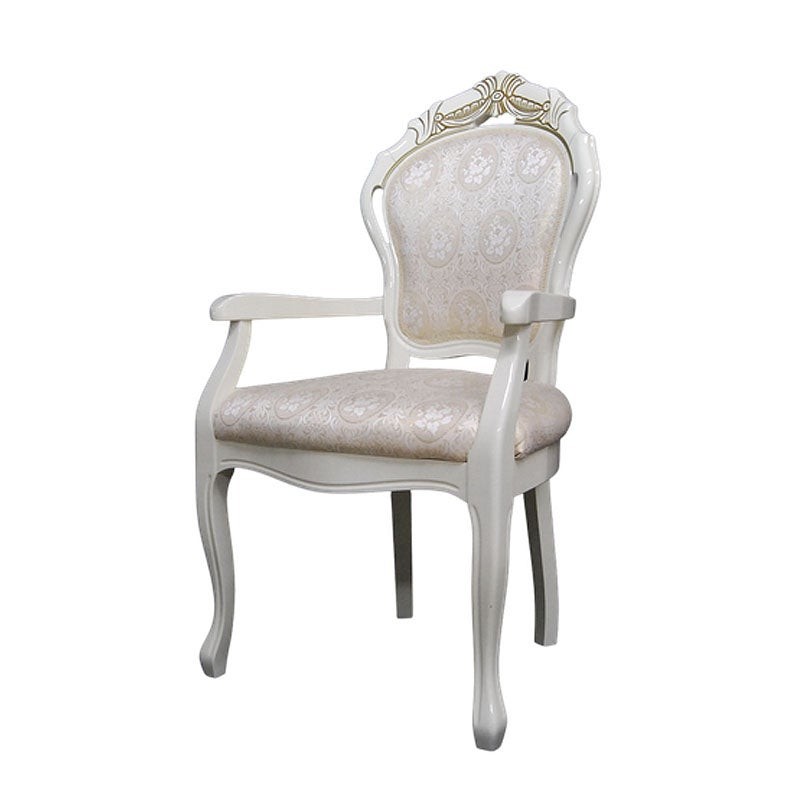 イタリア家具 LEONARD レオナルド ダイニングアームチェア 木製 布張り ファブリック 白家具