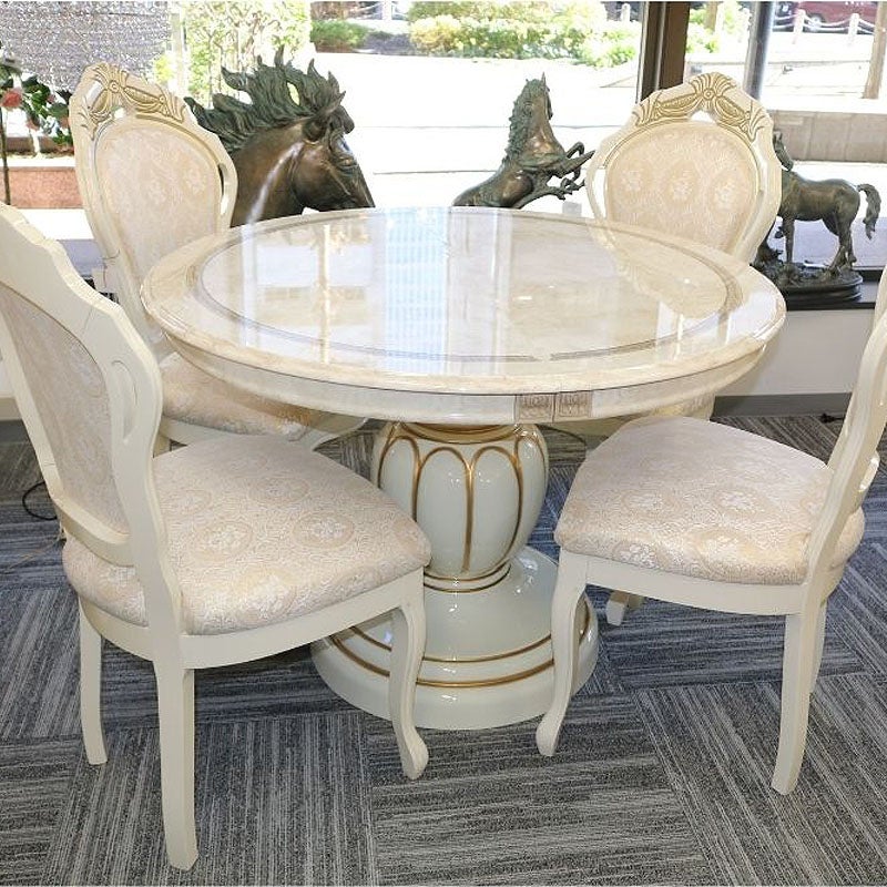 イタリア家具 LEONARD レオナルド ダイニング5点セット テーブル110 伸長式 白家具