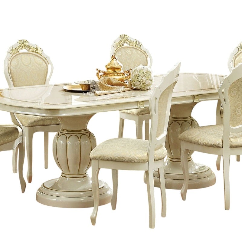 イタリア家具 LEONARD レオナルド ダイニング5点セット テーブル186 伸長式 白家具