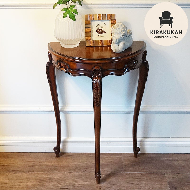コンソールテーブル アンティーク 幅50 半円 Sサイズ マホガニー家具 猫脚 コンソールテーブル 玄関 花台