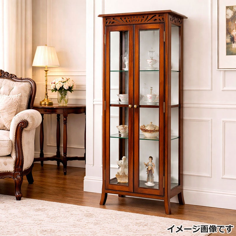 ショーケース 木製 アンティーク 飾り棚 ガラス 60 マホガニー材 アンティーク家具 おしゃれ 家具