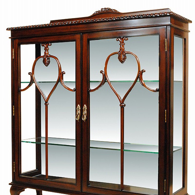 ショーケース アンティーク 木製 飾り棚 ガラス棚 扉付き マホガニー材 アンティーク家具 おしゃれ 家具