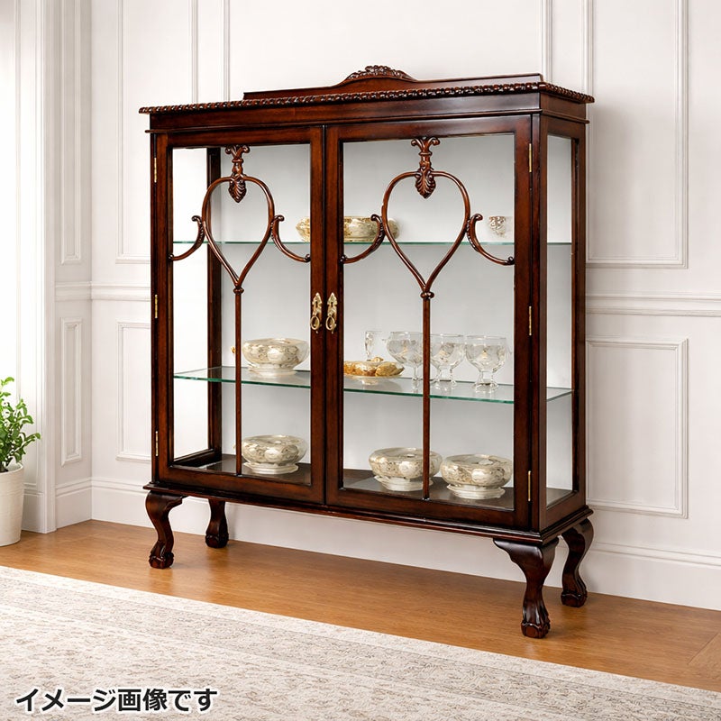 ショーケース アンティーク 木製 飾り棚 ガラス棚 扉付き マホガニー材 アンティーク家具 おしゃれ 家具
