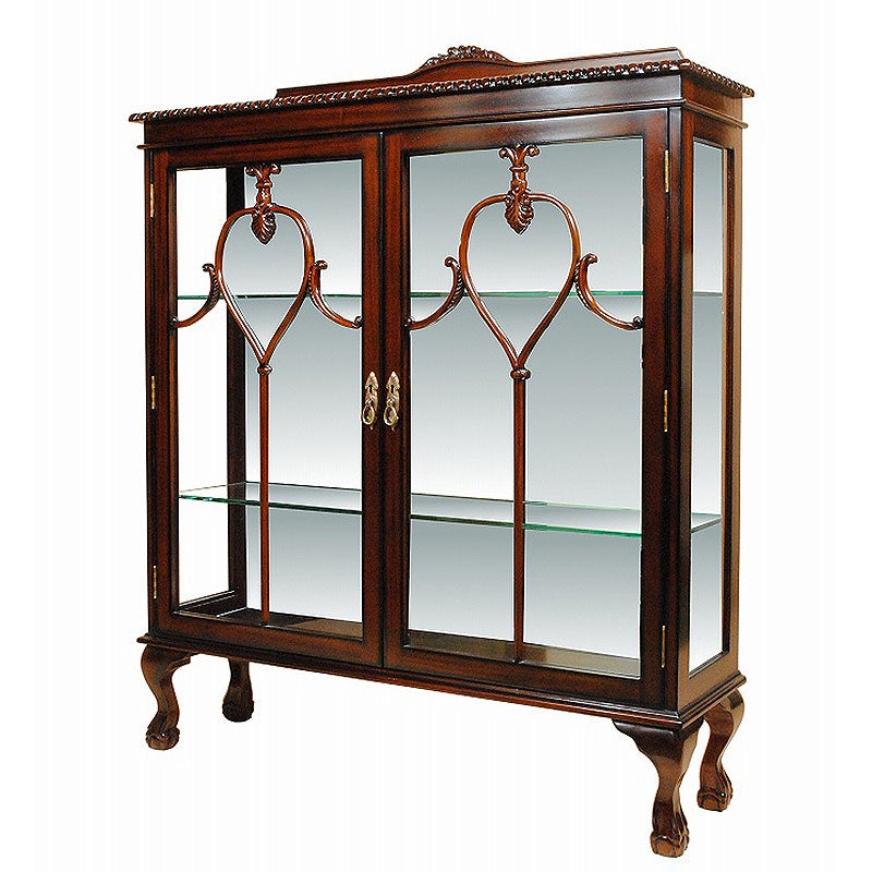 ショーケース アンティーク 木製 飾り棚 ガラス棚 扉付き マホガニー材 アンティーク家具 おしゃれ 家具