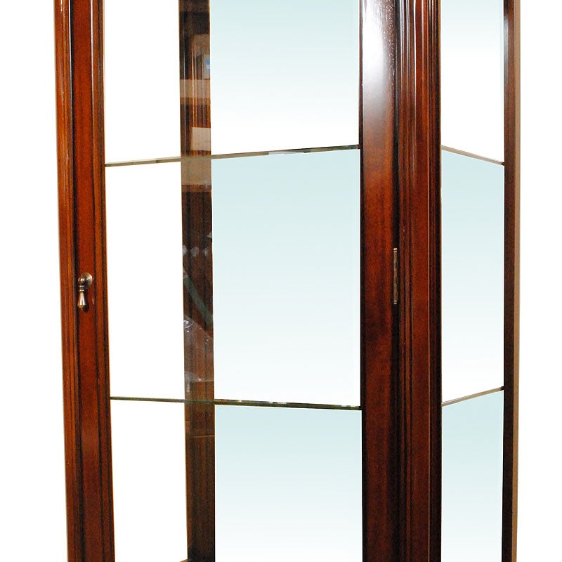 ショーケース アンティーク 木製 飾り棚 3面ガラス 扉付き マホガニー材 アンティーク家具 おしゃれ 家具