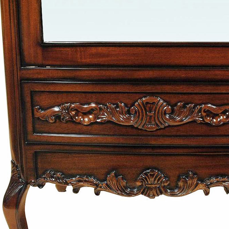 ショーケース アンティーク 木製 飾り棚 3面ガラス 扉付き マホガニー材 アンティーク家具 おしゃれ 家具