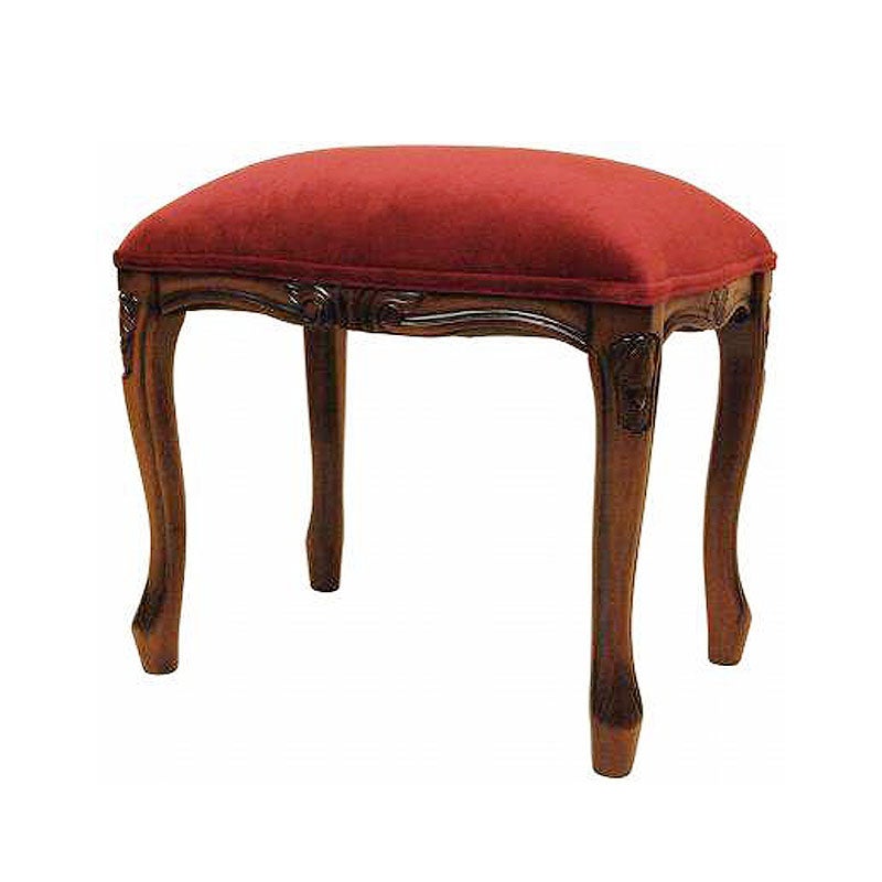 スツール 木製 四角 R/V モケット レッド張り マホガニー材 イタリア家具調 アンティーク家具 おしゃれ 家具