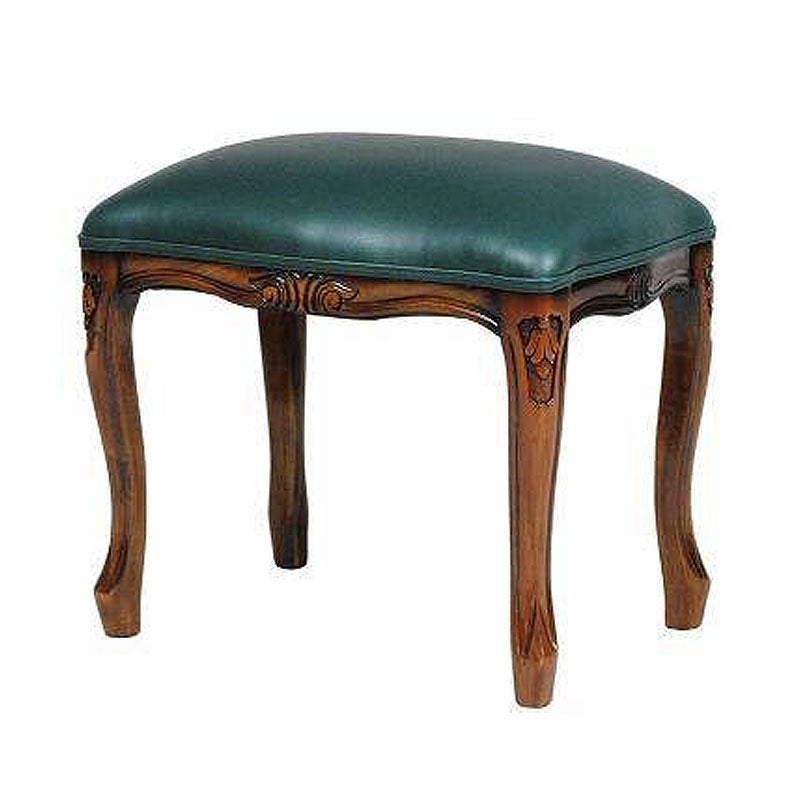 スツール 木製 四角 G 合皮グリーン張り マホガニー材 イタリア家具調 アンティーク家具 おしゃれ 家具