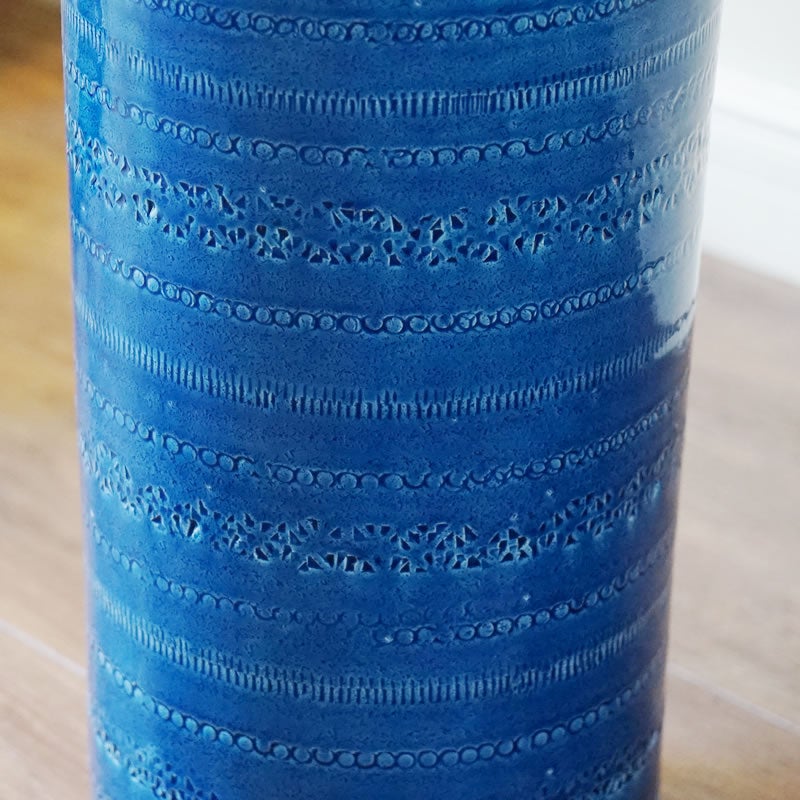 イタリア製 傘立て ブルー 青 丸型 アンブレラスタンド ビトッシ風 玄関 傘立て 陶器