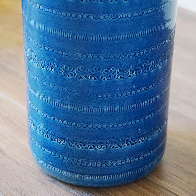 イタリア製 傘立て ブルー 青 丸型 アンブレラスタンド ビトッシ風 玄関 傘立て 陶器