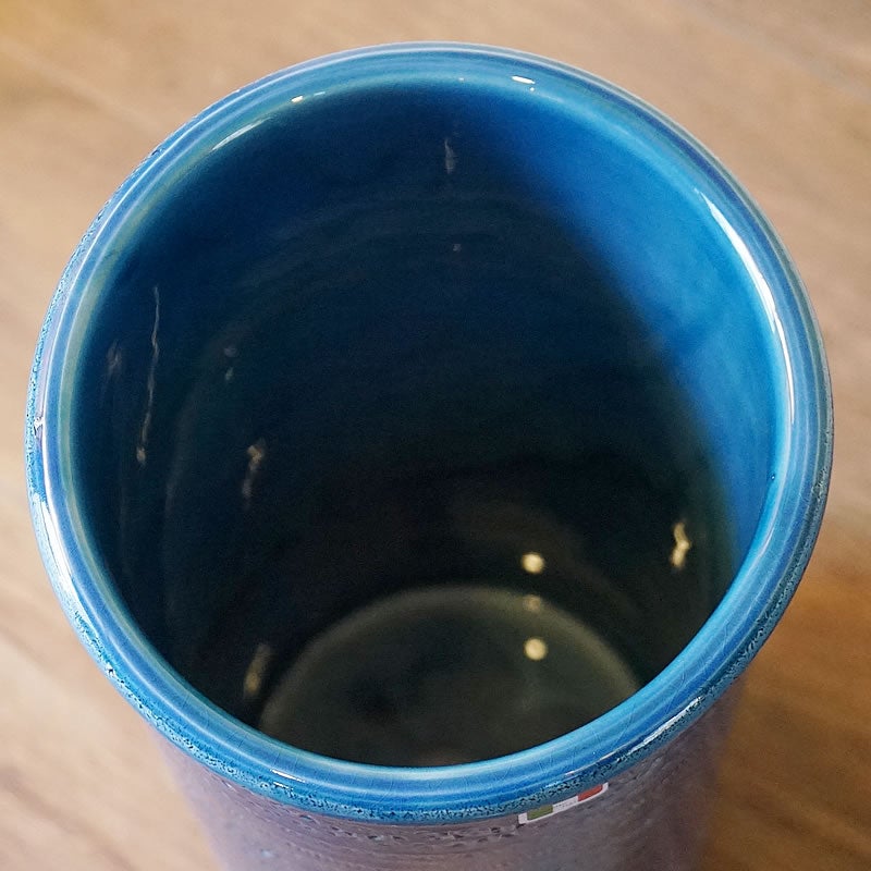 イタリア製 傘立て ブルー 青 丸型 アンブレラスタンド ビトッシ風 玄関 傘立て 陶器