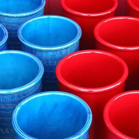 イタリア製 傘立て ブルー 青 丸型 アンブレラスタンド ビトッシ風 玄関 傘立て 陶器