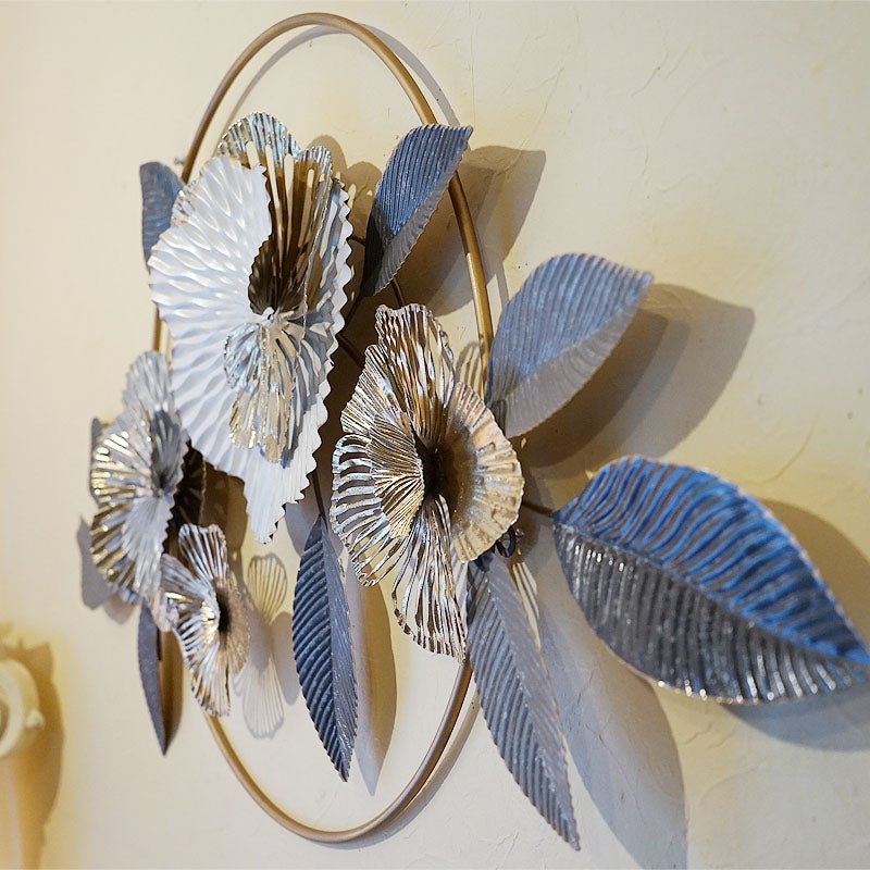 壁掛け レリーフ 壁飾り 花束 花ブーケ インテリア雑貨 飾り アイアン 横・縦兼用 ウォールデコ 輸入雑貨 壁飾り