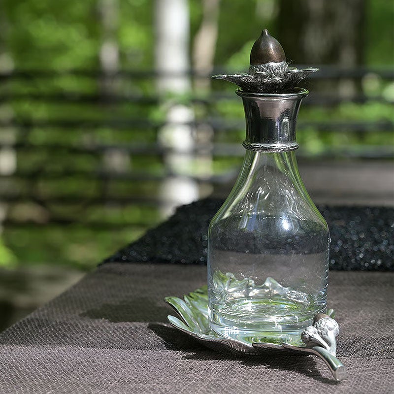 テーブルウェア AJ ピューター製 オイル＆ビネガーボトル ブロンズエコン Oil & Vinegar Bottle 観葉植物 ガラス＆ピューター 錫 スズ