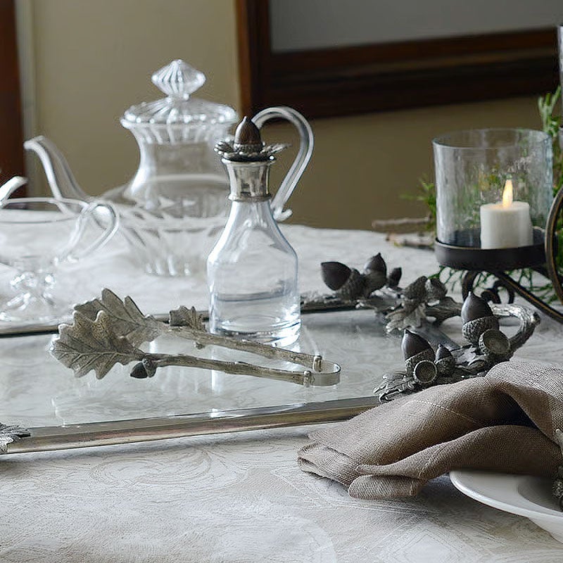 テーブルウェア AJ ピューター製 オイル＆ビネガーボトル ブロンズエコン Oil & Vinegar Bottle 観葉植物 ガラス＆ピューター 錫 スズ