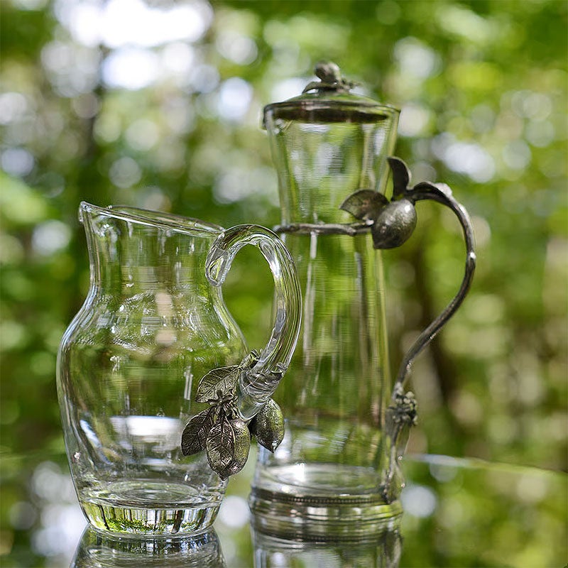 テーブルウェア AJ ピューター製 グラスピッチャー ロング レモン （フタ付き） 観葉植物 ガラス＆ピューター 錫 スズ