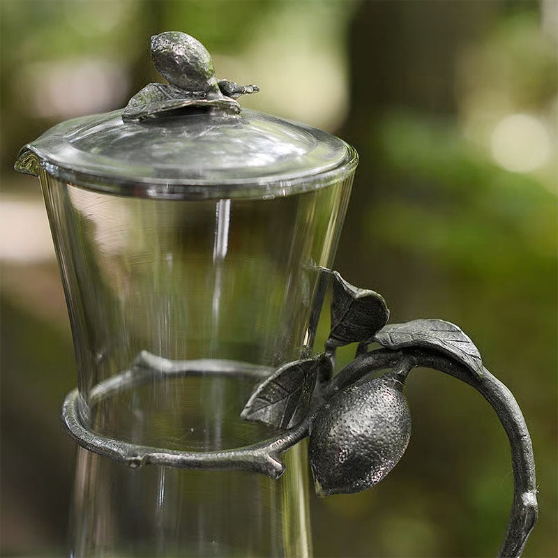 テーブルウェア AJ ピューター製 グラスピッチャー ロング レモン （フタ付き） 観葉植物 ガラス＆ピューター 錫 スズ