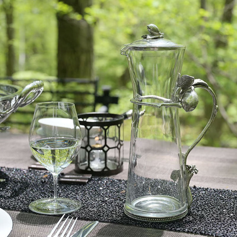 テーブルウェア AJ ピューター製 グラスピッチャー ロング レモン （フタ付き） 観葉植物 ガラス＆ピューター 錫 スズ