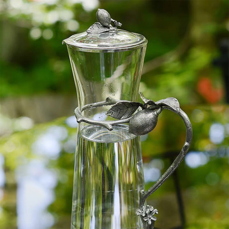 テーブルウェア AJ ピューター製 グラスピッチャー ロング レモン （フタ付き） 観葉植物 ガラス＆ピューター 錫 スズ