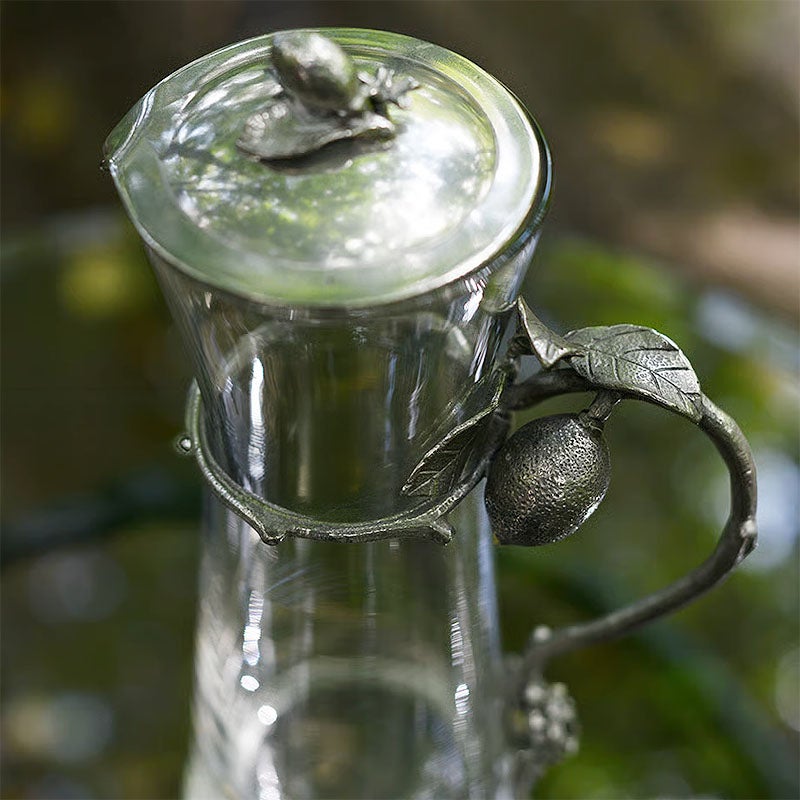 テーブルウェア AJ ピューター製 グラスピッチャー ロング レモン （フタ付き） 観葉植物 ガラス＆ピューター 錫 スズ