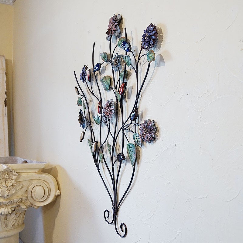壁飾り アイアン 壁掛け インテリア雑貨 花 フラワー ウォールデコ 飾り アイアン 輸入雑貨