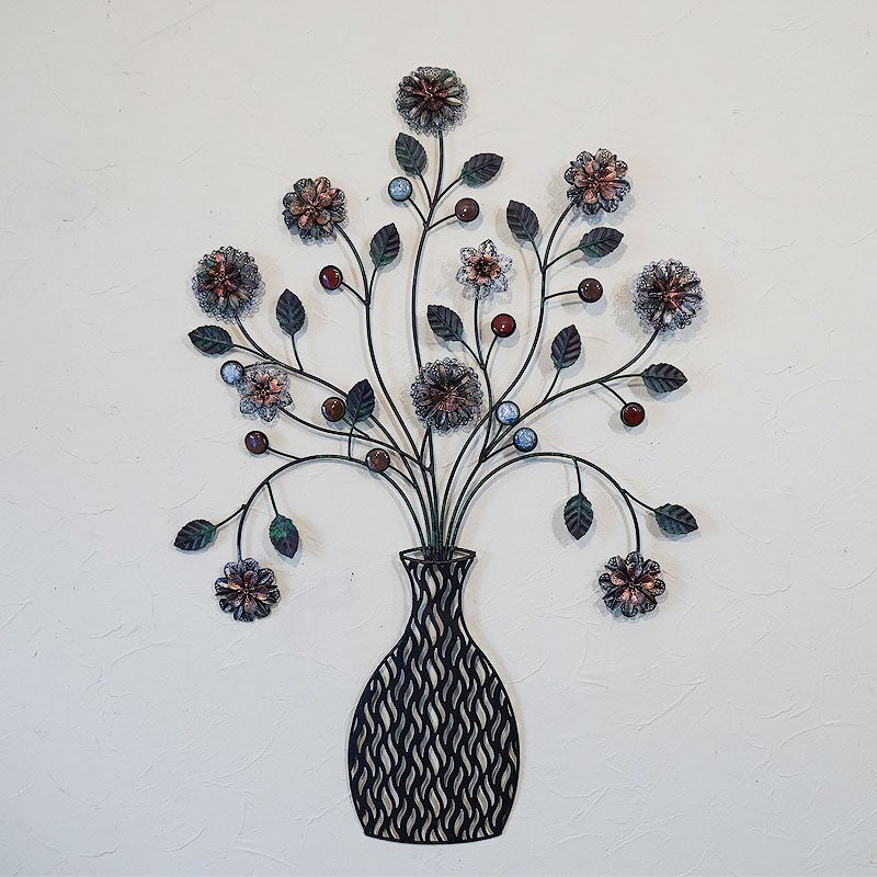 壁飾り アイアン 壁掛け インテリア雑貨 花 フラワーベース 花瓶 ウォールデコ 飾り アイアン 輸入雑貨