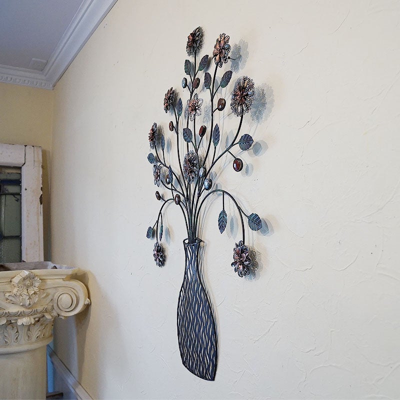 壁飾り アイアン 壁掛け インテリア雑貨 花 フラワーベース 花瓶 ウォールデコ 飾り アイアン 輸入雑貨