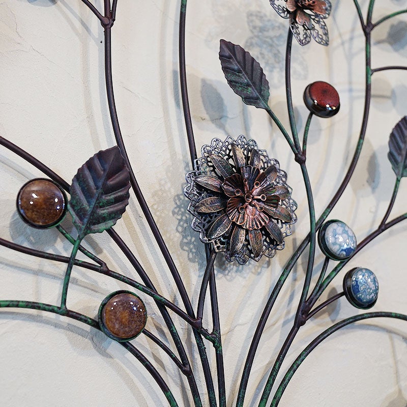 壁飾り アイアン 壁掛け インテリア雑貨 花 フラワーベース 花瓶 ウォールデコ 飾り アイアン 輸入雑貨