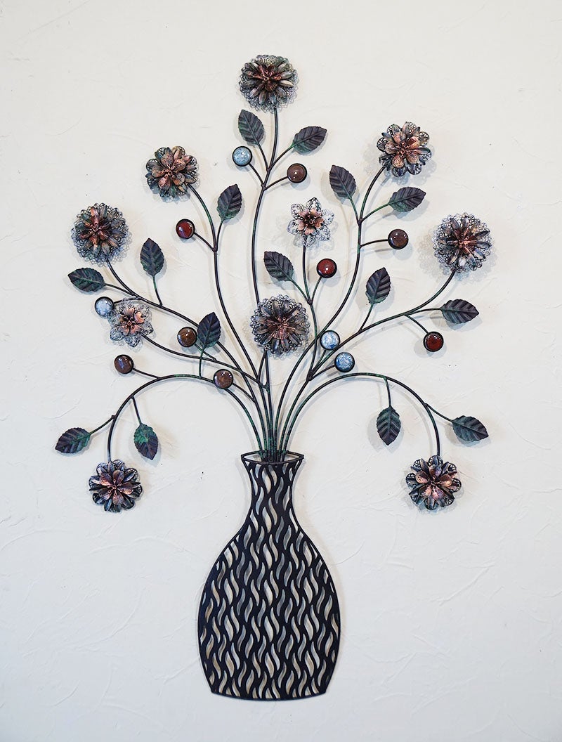 壁飾り アイアン 壁掛け インテリア雑貨 花 フラワーベース 花瓶 ウォールデコ 飾り アイアン 輸入雑貨