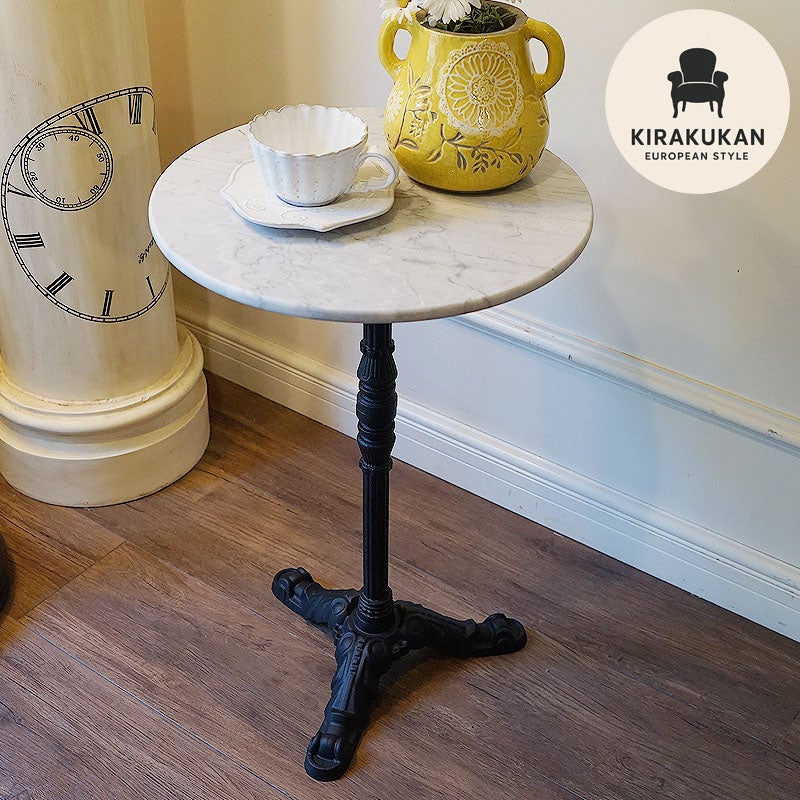 コーヒーテーブル 丸 大理石 天板 アイアン 組立式 マーブルトップ サイドテーブル アンティーク おしゃれ コーヒーテーブル カフェ