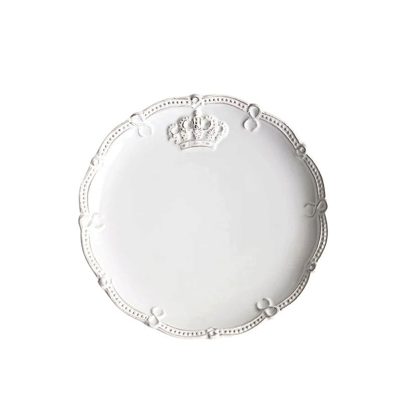 Crown クラウン ラウンドプレート S ホワイト プレート皿 陶器製 皿 プレート 食洗機可・電子レンジ可・オーブン不可 おしゃれ
