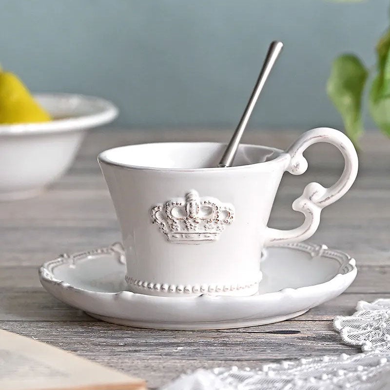 Crown クラウン ティーカップ ホワイト プレート皿 陶器製 皿 プレート