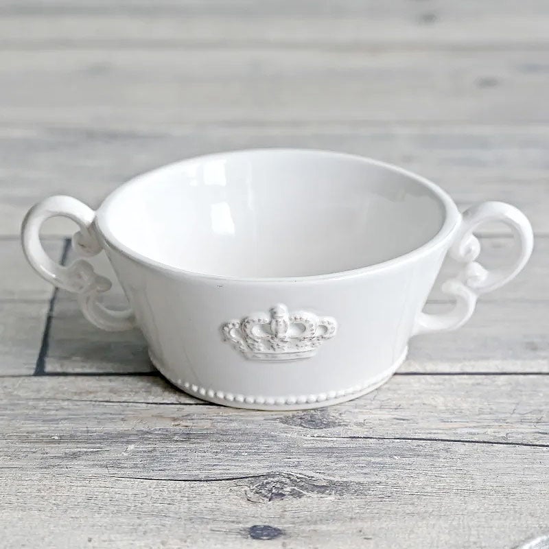Crown クラウン スープカップ ホワイト プレート皿 陶器製 皿 プレート 食洗機可・電子レンジ可・オーブン不可 おしゃれ