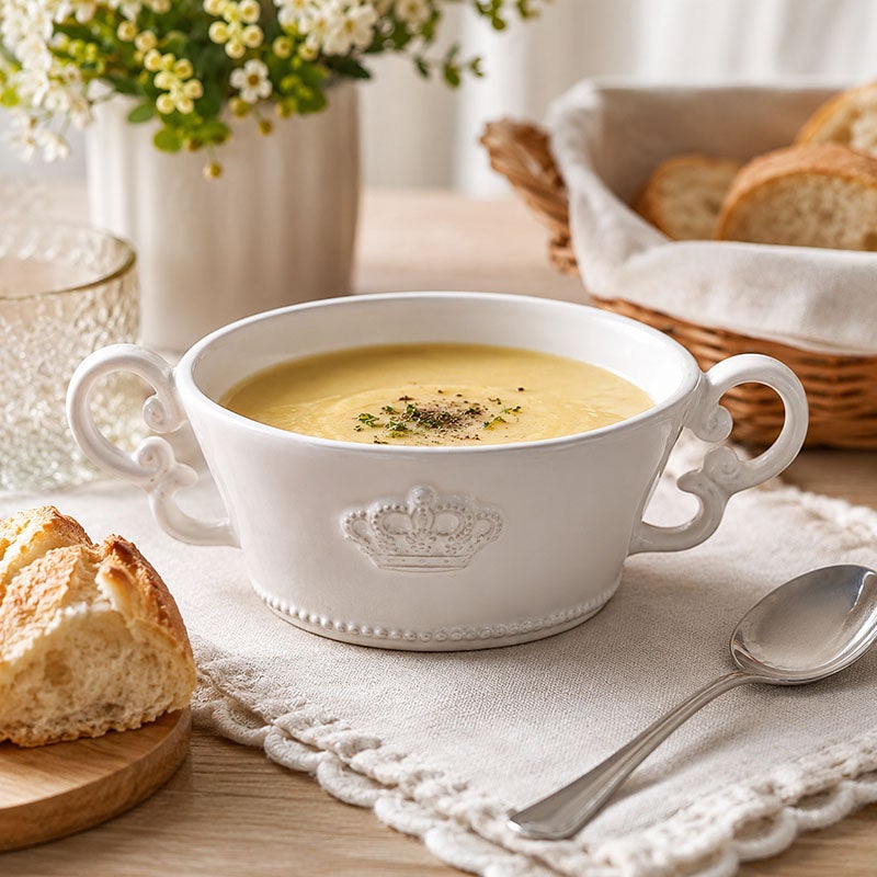 Crown クラウン スープカップ ホワイト プレート皿 陶器製 皿 プレート 食洗機可・電子レンジ可・オーブン不可 おしゃれ