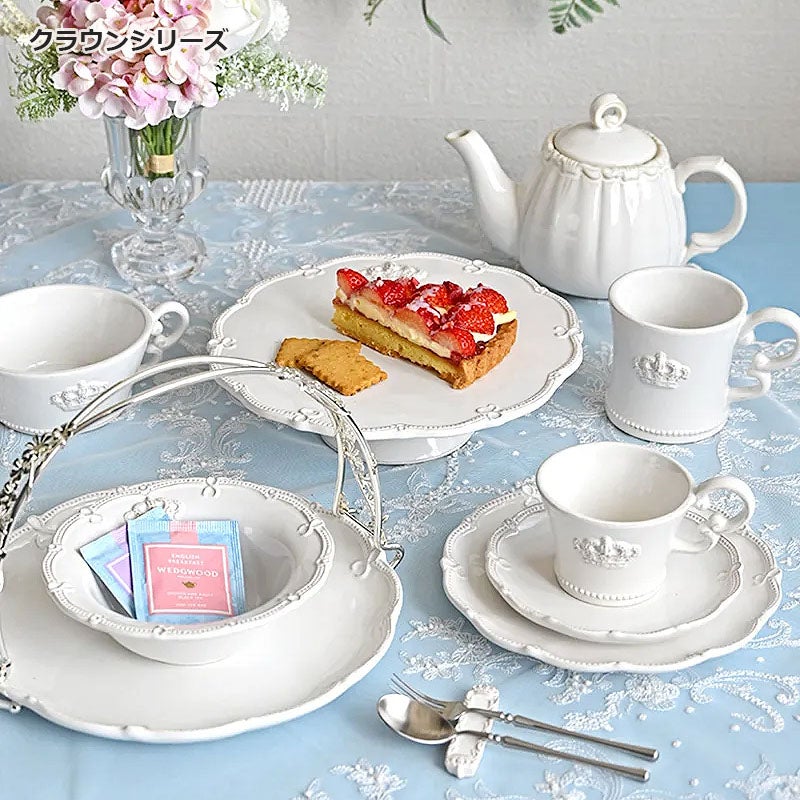 Crown クラウン スープカップ ホワイト プレート皿 陶器製 皿 プレート 食洗機可・電子レンジ可・オーブン不可 おしゃれ