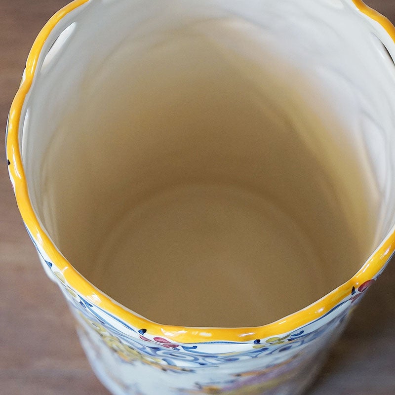 傘立て 陶器 おしゃれ フラワー柄 手彩色 ポルトガル製 送料無料 輸入
