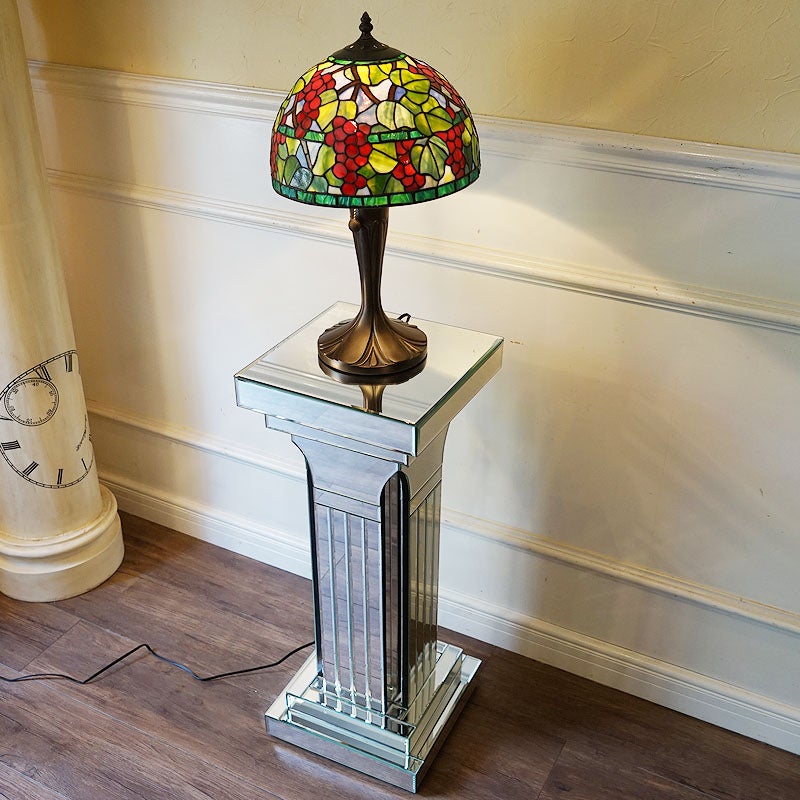 ガラス ミラー コラム 花台 ランプ台 モダン クラシックデザイン 輸入家具