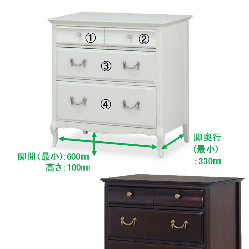 【在庫1台限り】 Milana-W ミラーナ W チェスト70-3 ホワイト