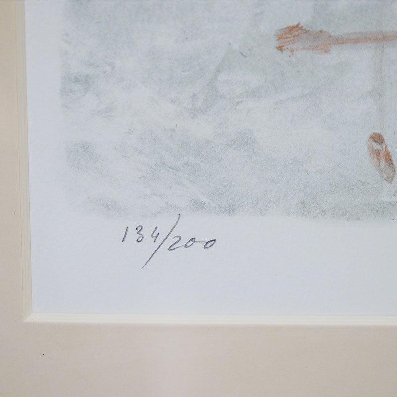 ベルナール・シャロワ 画 「 ティータイム 」 リトグラフ 限定 200枚 大判 額 中古品 ビンテージ 絵画